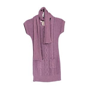 Shrinking Violet | Girls Cable Knit Purple Silver Glitter Sweater Dress